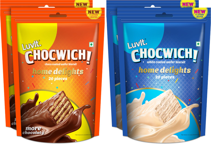 LuvIt Chocwich & Chocwich White Home Delights Wafer Chocolates | Crunchy & Delicious | Bars(4 x 160 g)