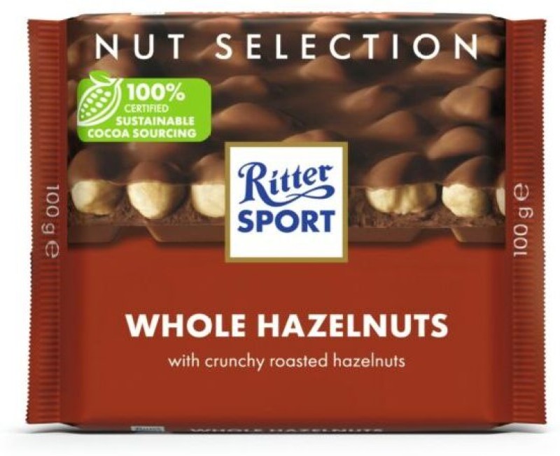 Ritter Sport Milk Chocolate With Whole Hazelnut Imported Bars(100 g)