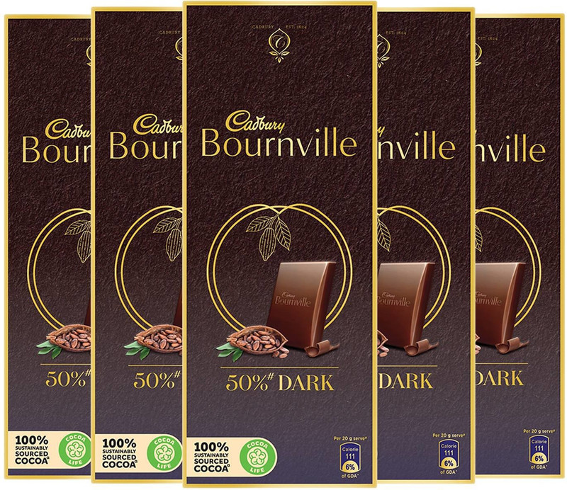 Cadbury Bournville 50% Cocoa Dark Chocolate Bars