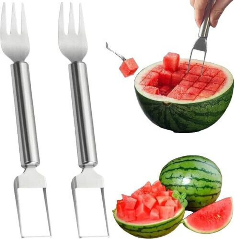 NAKSHT by Stainless Steel Fruit Cutter Stainless Steel 2-in-1 Fruit Cutter Watermelon Vegetable & Fruit Slicer(2watermelon cutter)