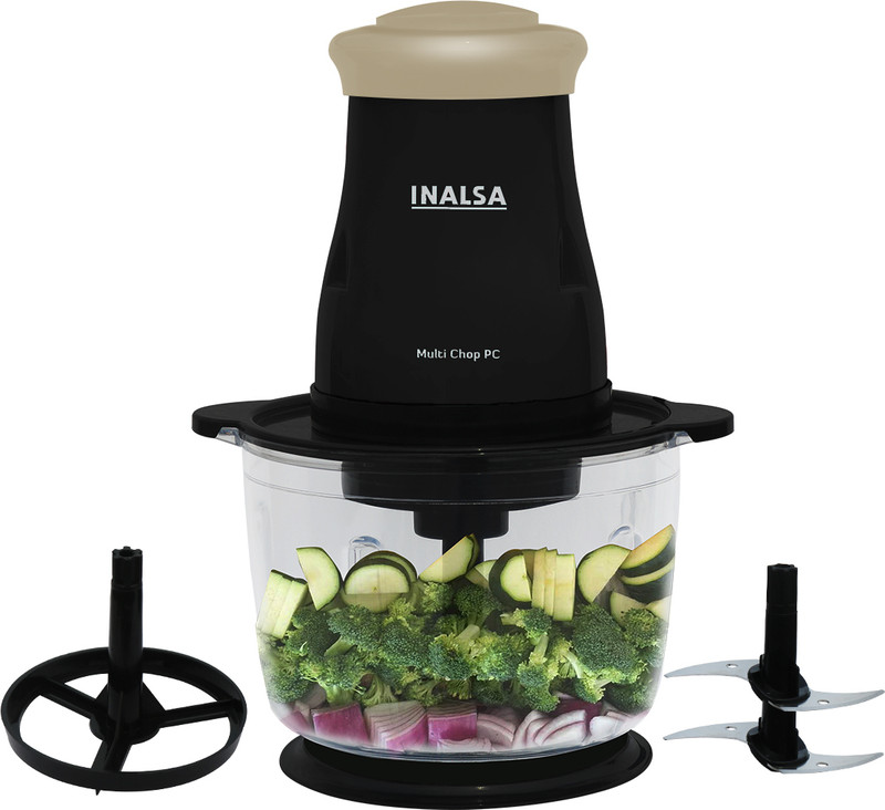 Inalsa Electric Vegetable Chopper(1Bowl Cover Plate,1 Chopping Blade,1 Whisking Blade,1 Bowl,1 Motor Unit)