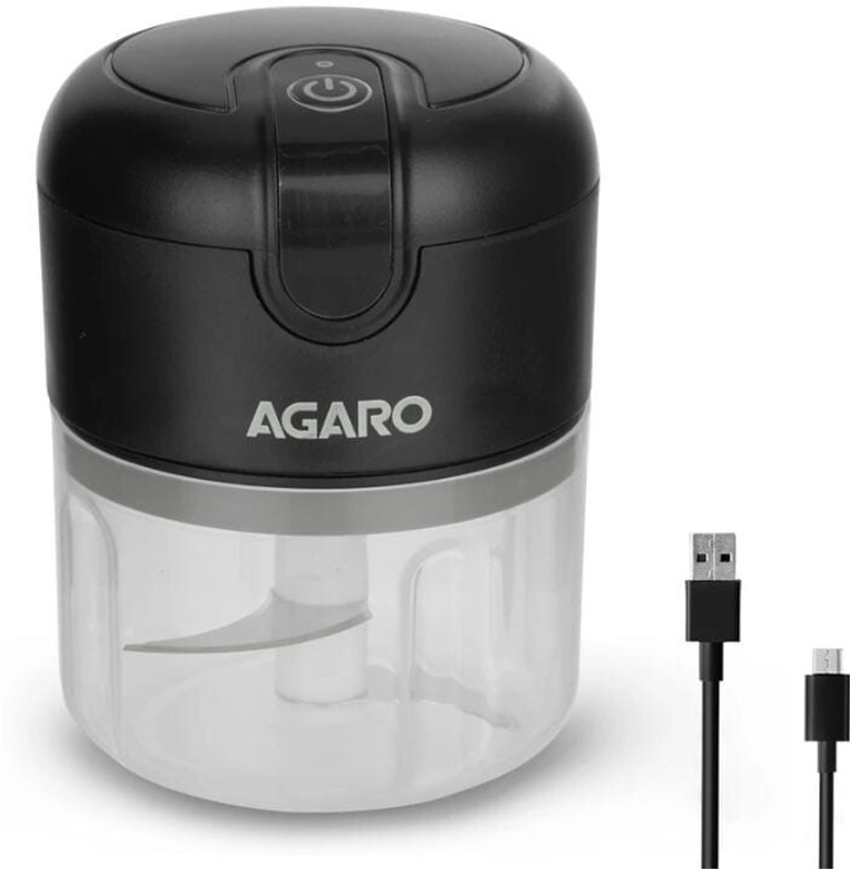 AGARO by AGARO AGARO MINI ELITE CHOPPER WITH CHARGE CORD AND POWER BUTTON Electric Vegetable & Fruit Chopper(1 blade, bowl, main unit and cord)