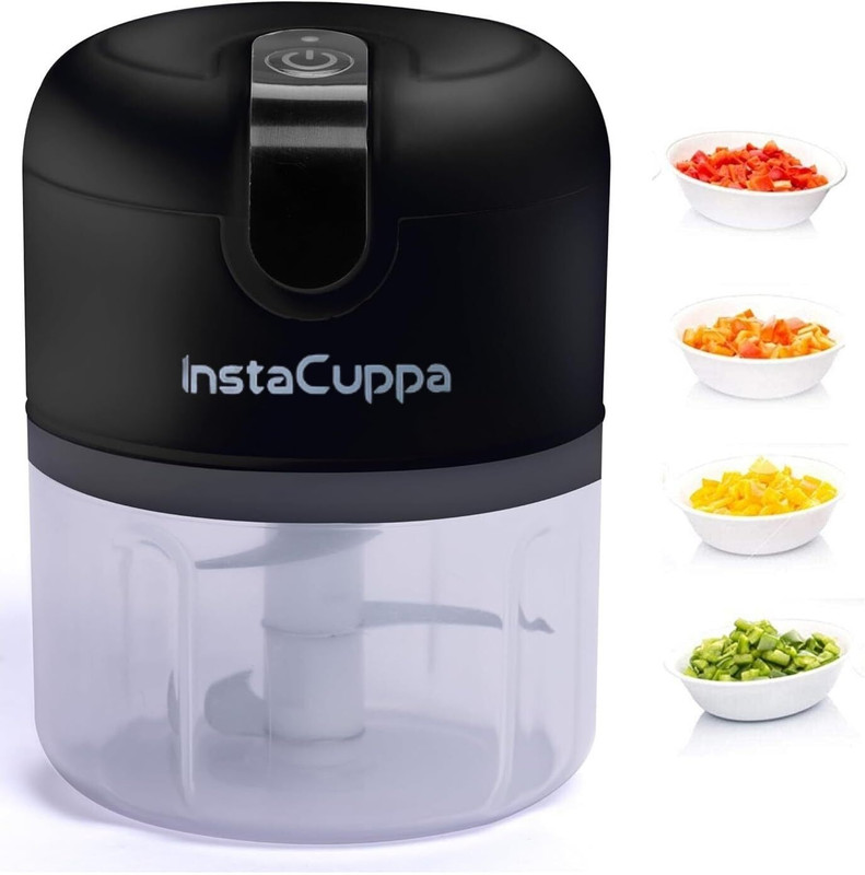 InstaCuppa Rechargeable Electric Chopper | USB-C Stainless Steel Blades | 1800 mAh...
