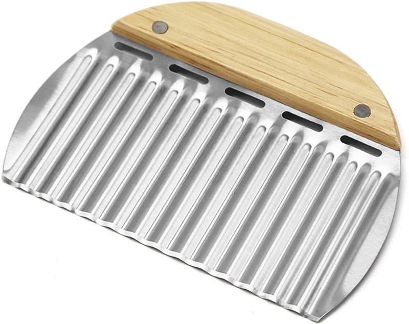TRIFECTA Stainless Steel Ribbed Knife Vegetable Slicer Chip Cutter Vegetable & Fruit Chopper(1 * Crinkle Knife(16 x 11 CM))
