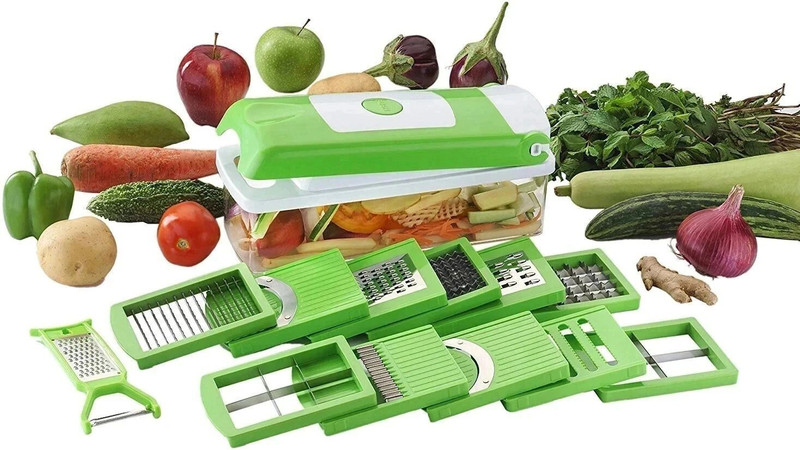 m s megaslim cuting chopper Vegetable & Fruit Chopper(1 Nicer Dinar Set ( 11 in 1))