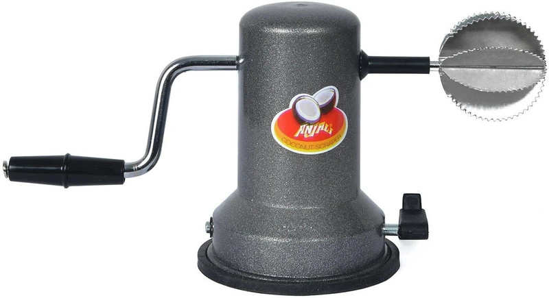ANJALI Sleek Stainless Steel Vacuum Base Coconut Scraper, Black Coconut Scraper(1 Coconut Scraper)
