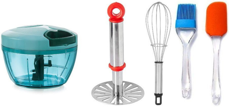 Flipkart SmartBuy 450ml Chopper Green Masher Whisk Spatula & Brush Vegetable & Fruit Grater(Pack Of 5)