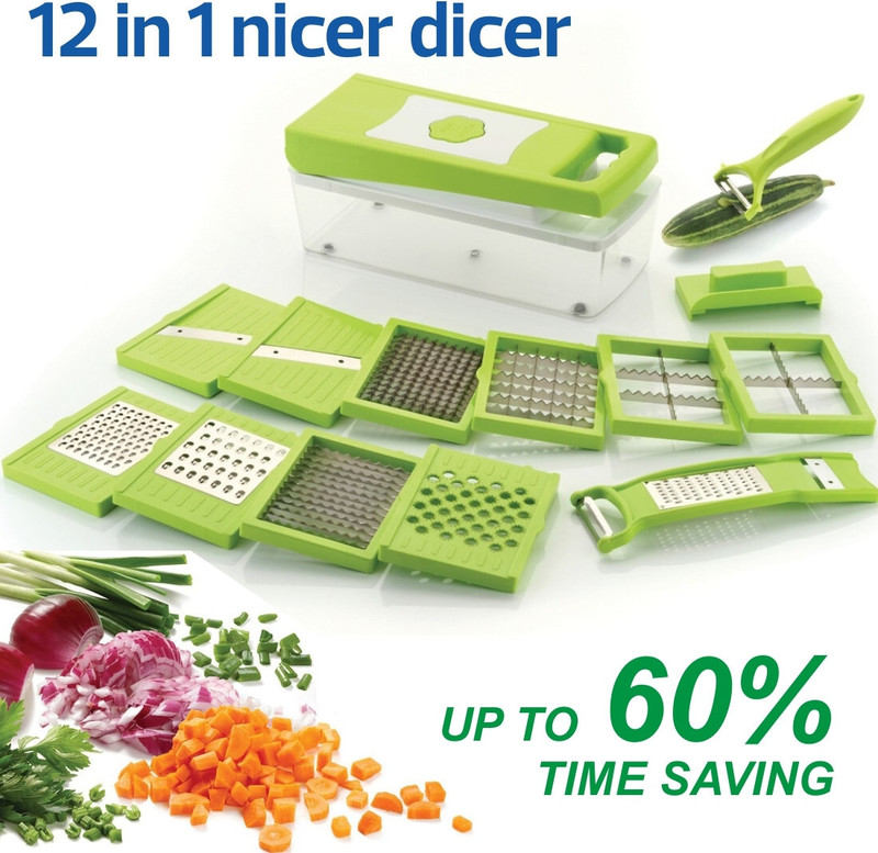 SPACE Nicer Dicer Chopper Vegetable & Fruit Slicer (12 in 1 Cutter) Vegetable & Fruit Grater & Slicer(1 chopper)