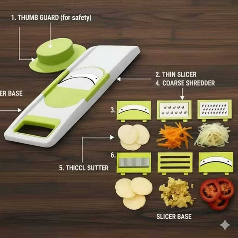 BRICS by BRICS MULTI FUNCTION FOR PERPOUSEVV Vegetable & Fruit Grater & Slicer(6 DIFFERENT BLADS, 1 chopper)
