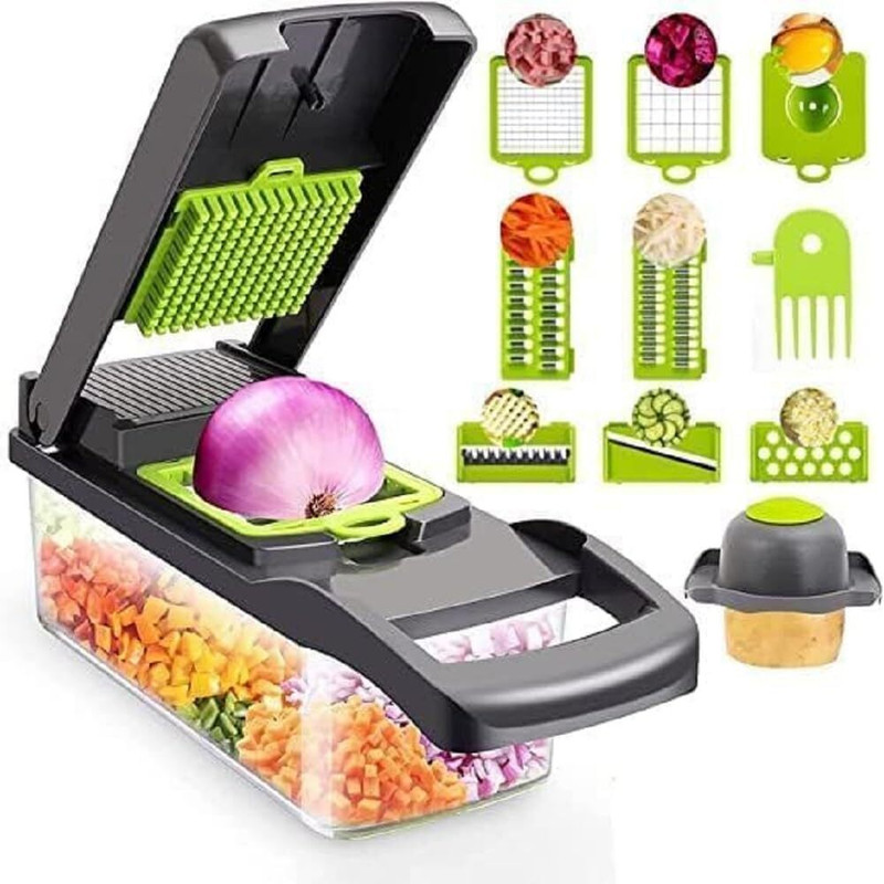 Makerstep 14-in-1 Vegetable Slicer & Chopper Set with Storage Containers for Kitchen Vegetable & Fruit Chopper(1 CHOPPER)