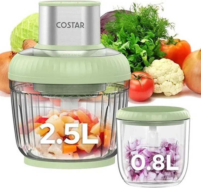 Costar by COSTAR Electric Chopper for Kitchen, Meat Grinder with 2.5L & 0.8L Glass Bowls Electric Vegetable & Fruit Chopper(1 chopper)