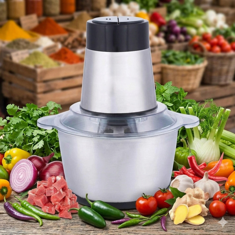 Anelyn Stainless Steel Electric Meat Grinders with Bowl 250W Heavy for Kitchen Electric Vegetable & Fruit Chopper(1 chopper)