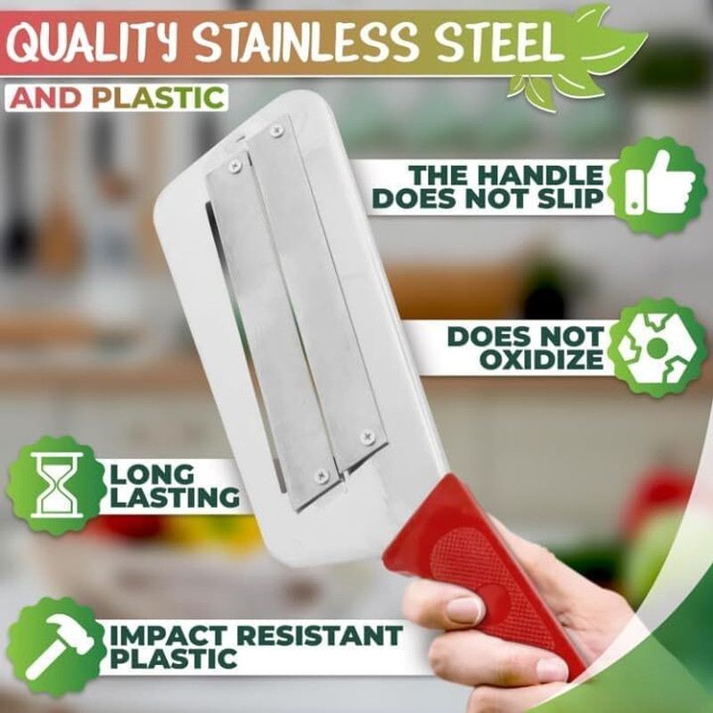 Opnex Stainless Steel Cabbage Hand Slicer | Double Blade Vegetable Cutter Homemade Vegetable & Fruit Slicer(1 Kitchen Manual Tool - Vegetable Slicing Knife)