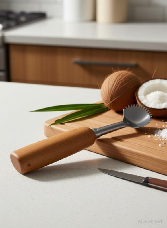 AGROMARK Handheld Wooden Handle Coconut Scrapper (coconut chopper / Grinder / scraper ) Coconut Grater(1)