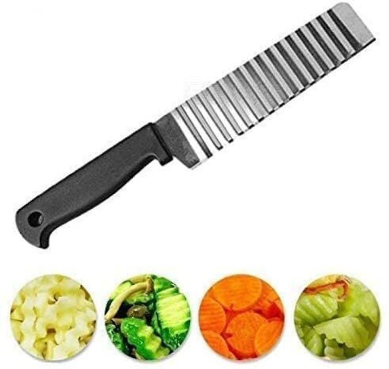 Shreedhar Impex by NA Stainless Steel Crinkle Cutter for French Fries & Veggies with Nylon Handle Vegetable Chopper(1* Knife Crinkle Cutter)