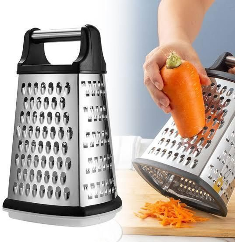 TPENTERPISE by NA Duty Stainless Steel Four-Sided Multi-Function Kitchen Box Grater with Anti-Slip Electric Carrot Chopper(1-Chopper)