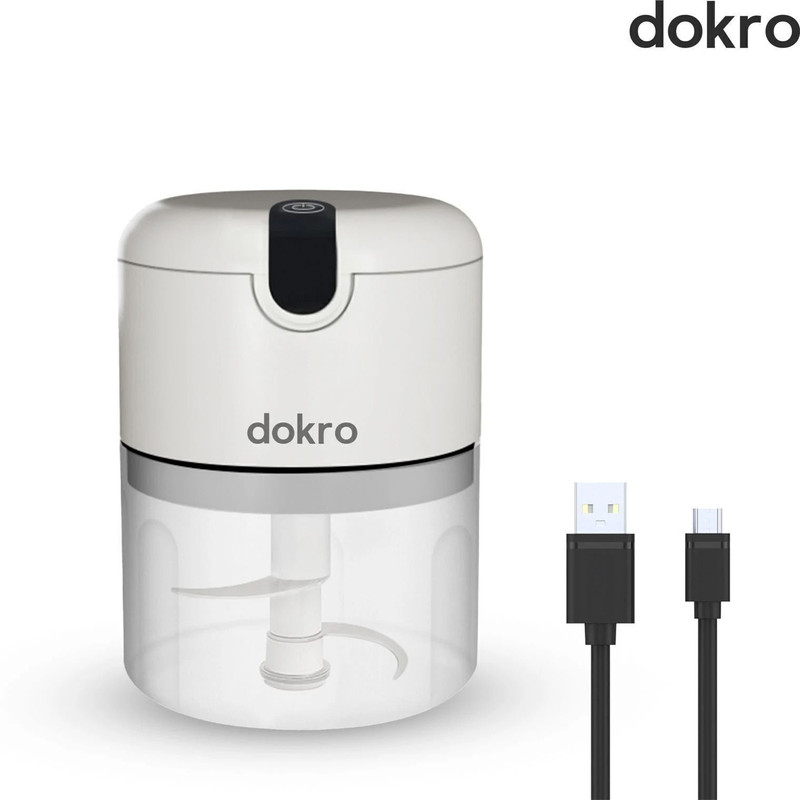 dokro by dokro Rechargeable Mini Electric Chopper, 250 ml Bowl, Stainless Steel Blades, Electric Vegetable & Fruit Chopper(1 chopper)