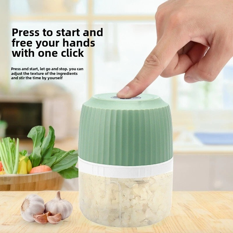 VISHIXIT Mini Electric Garlic Chopper 3-Blade Stainless Steel USB Charging Wireless 250ml Electric Vegetable & Fruit Chopper(1 chopper)