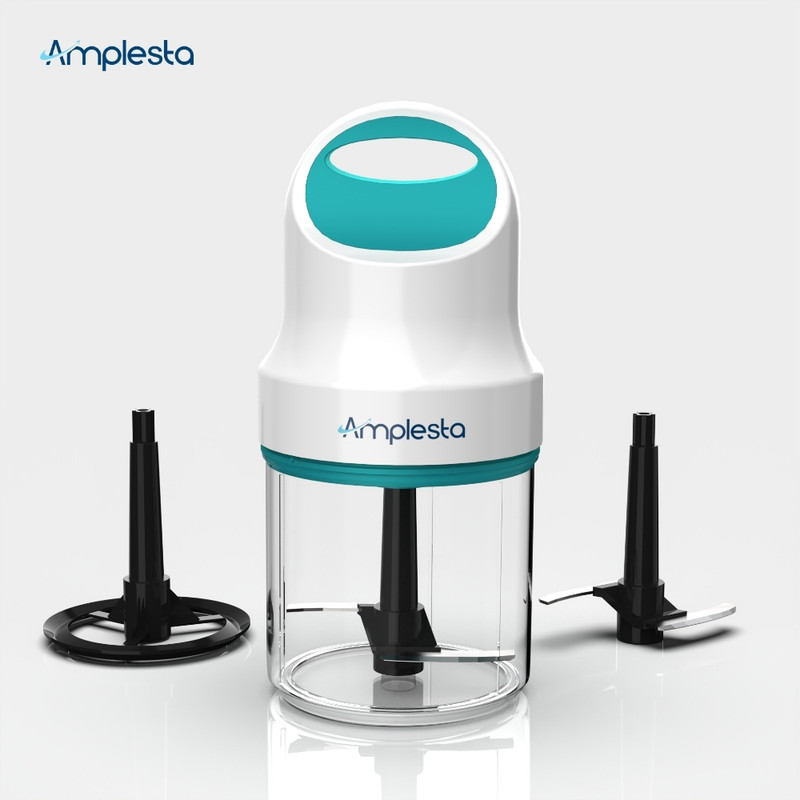 Amplesta Powerful 250W 650ml Capacity Electric Chopper with Whisker Attachment Electric Vegetable & Fruit Chopper(Main Chopper unit, Whisker attachment, 2 sets of blades, 650ml Unbreakable PC Jar)