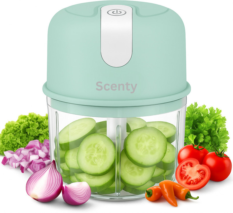 SCENTY by Scenty Elite Rechargeable Mini Electric Chopper, and Food 250 Ml, One Touch Operation Electric Vegetable & Fruit Chopper(1 Electric Chopper, 1 User Manual, 1 Charging Cable)