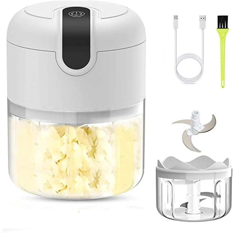 Rexmon Mini Electric Meat/Garlic Chopper Slicer, 250 ml Portable Food Chopper Processor, Garlic Masher with Sharp Blades Blender for Fruits/ Chili/Garlic/Vegetables/Onion/Nuts/Pepper/Ginger/Salad Electric Vegetable Chopper Electric Vegetable & Fruit Chopper(1 Pcs Electric Vegetable Chopper)