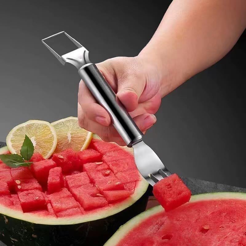 RERAT Pack of 2 Watermelon Fork Cutter Slicer Stainless Steel Fruit Tool Kitchen Scoop