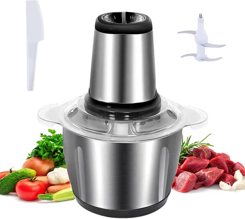DAYALU MART Meat Grinder, 2 Speed Food Processor Machine,4 Sharp Blades, Fillings Maker_250W Electric Vegetable & Fruit Chopper(1 X Meat Grinders , 1 X Chopping Blade, 1 x Non Slip Pad, 1 X Bowl, 1 x Lid)