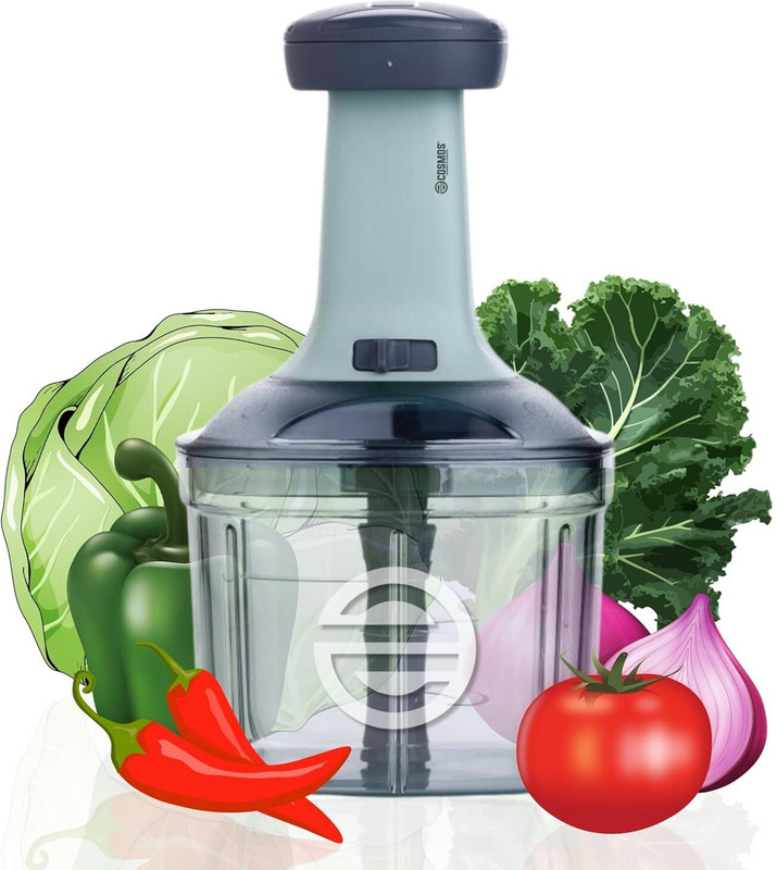 e-Cosmos Food Chopper Manual Hand Press Push Chopper with 3 Blades 900ml Vegetable Chopper(1 X Blade, 1 X Bowl, 1 X Handle)