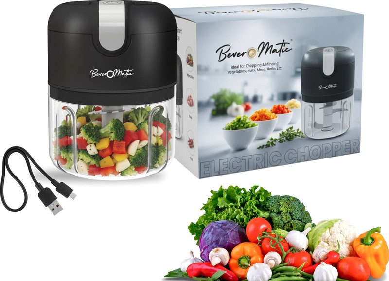Beveromatic Rechargeable Food Chopper-SS Blades, 1200 MAh Battery Electric Vegetable & Fruit Chopper(1 chopper)