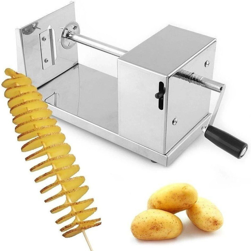 mbuysmall by NA New Stainless Steel Twister Potato Slicer Spiral Potato Twister Machine Potato Slicer(1Potato twister machine set)