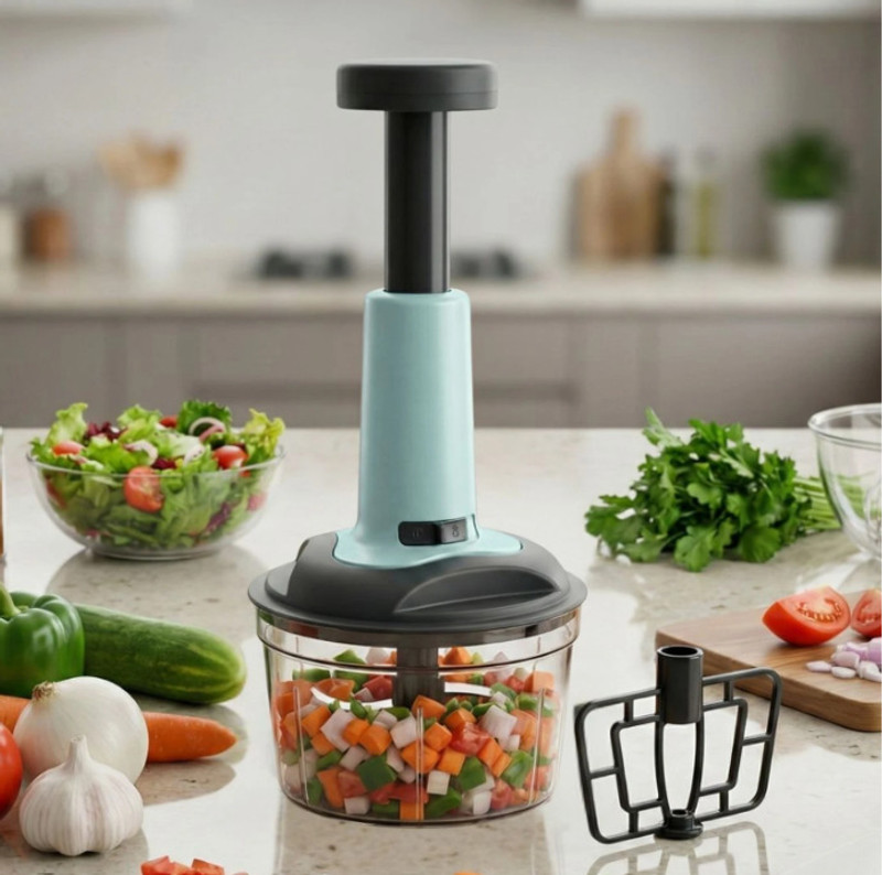 Armony by Generic Hand Push 650ML with 4 Stainless Steel Blades Vegetable & Fruit Chopper(1 Vegetable Chopper)