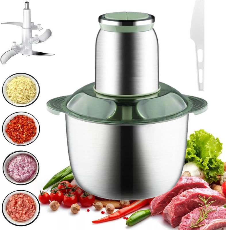 TRIVYOM Electric Vegetable & Fruit Chopper(1 X Meat Grinders , 1 X Chopping Blade, 1 x Non Slip Pad, 1 X Bowl, 1 x Lid)