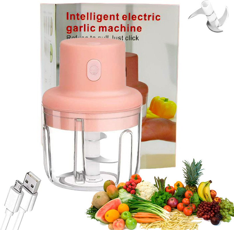 JPRO Electric Mini Garlic Chopper with USB charging, Hand mix Grinder Fruit Vegetable Electric Vegetable & Fruit Chopper(1 MAIN UNIT, 1 CHARGER)