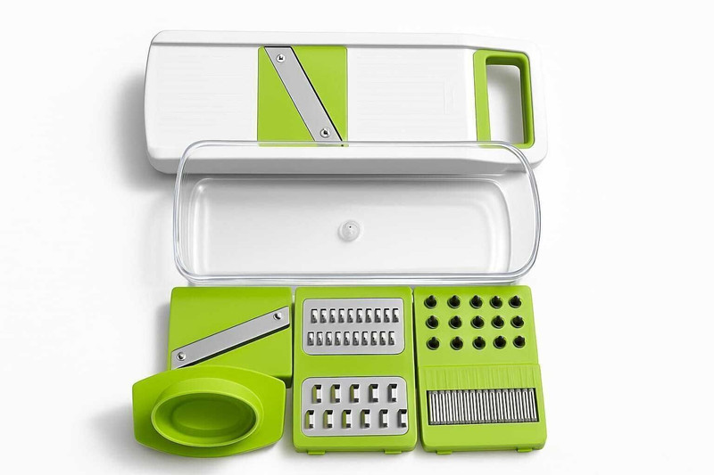 salujahouse by no 6-in-1 Vegetable Slicer for Kitchen Multi-Purpose, Stainless Steel Blades Vegetable & Fruit Grater & Slicer(1 Chopper)