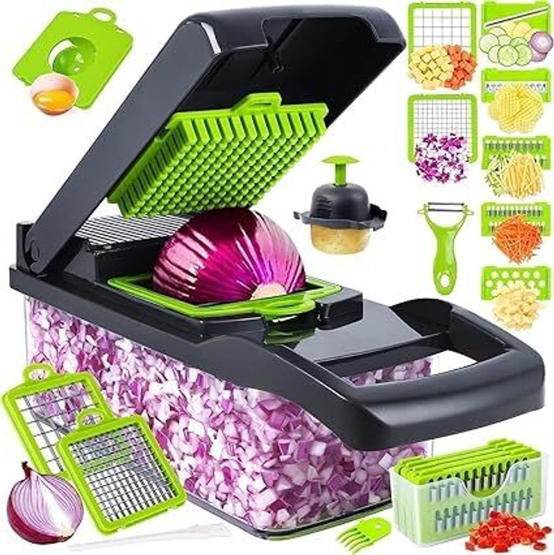 Feiny 14 in 1 Multipurpose Chopper - Fruits Vegetable Cutters Grater Peeler chipser Electric Vegetable Chopper(1 chopper set)