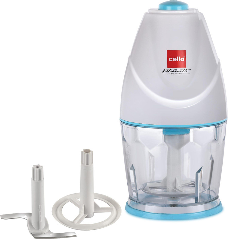 cello Chop-N-Chop Slice|Stainless Steel Blades|Low Noise & One Touch Button|White Electric Vegetable & Fruit Chopper(1)