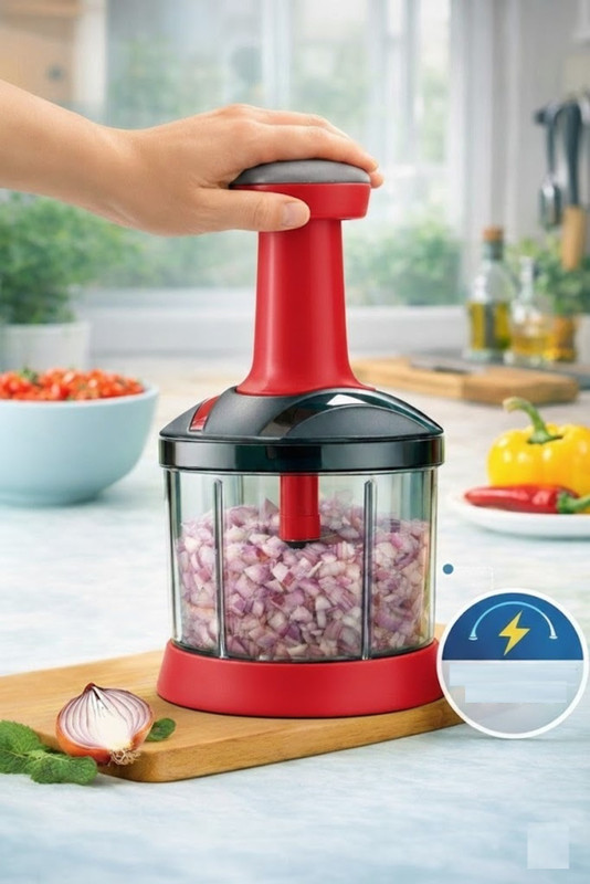 Kitchora Chopper for Kitchen Use Hand Press Push with 3Blades Chopping Fruits Vegetabel Vegetable Chopper(1 Chopper)
