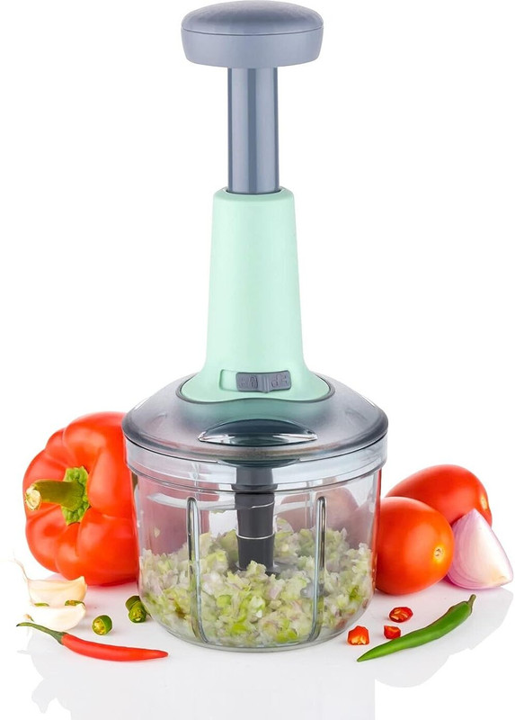 OFFYX by Offyx Square Push Chopper Hand Push Chopper 900 ML with 4 Stainless Steel Blades Vegetable & Fruit Chopper(Pack Of 1)