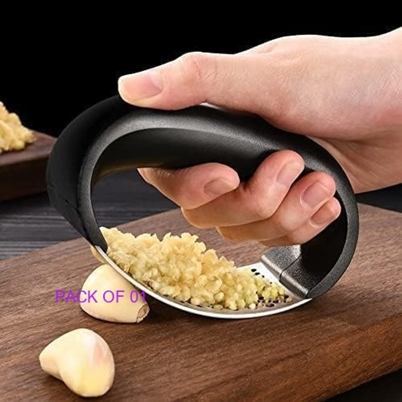 Zashvi Garlic Crusher Ginger Mincer Squeezer Press a(3.94 x2.7-Inches(BLACK,SILVER)NY Garlic Press(Black)