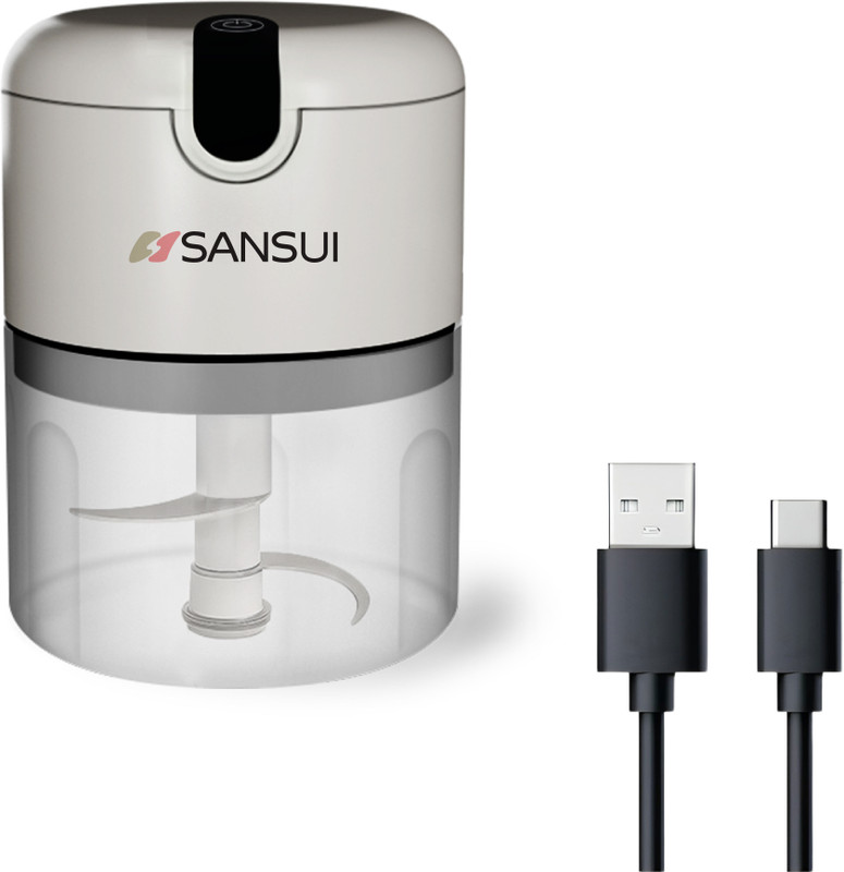 Sansui Rechargeable Mini Electric Chopper 250ml SS Blade Powerful Motor Electric Vegetable Chopper(1 chopper)