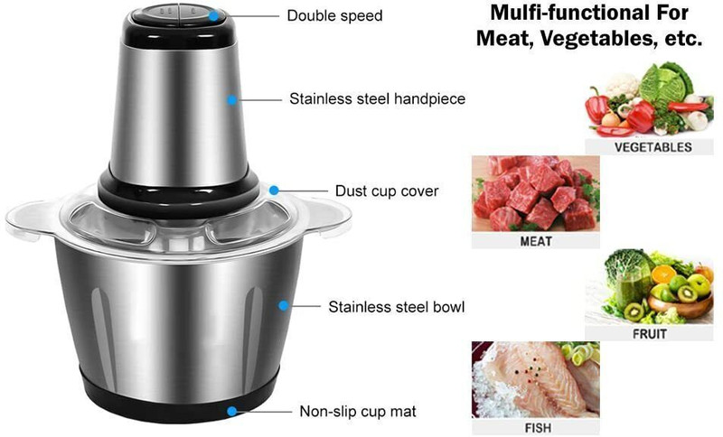 sudhacreationag 304 Stainless Steel Bowl Food Processor with Egg Whisk & Egg Beater, for Vegetab Electric Vegetable & Fruit Chopper(1N Electric Choppe)