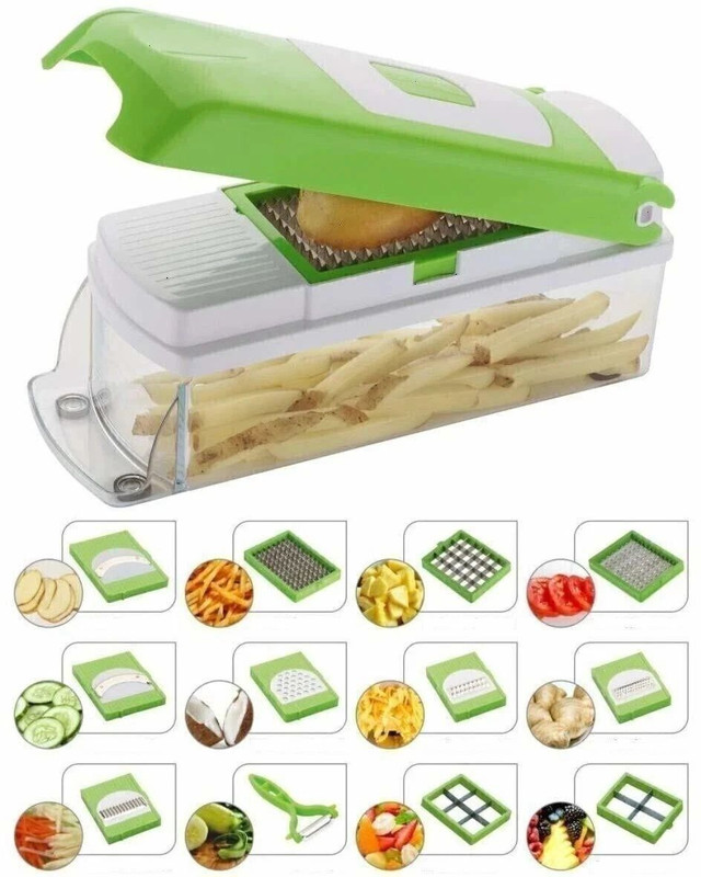 HADIYAL by CVS Enterprise 12 in 1 Multipurpose Chopper, Fruits & Vegetable Cutters, Grater Peeler Chipser Vegetable Grater & Slicer(1 chopper with blades)