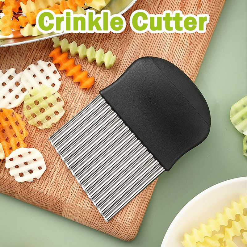 Aromix Stainless Steel Crinkle Cutter for Wavy Fries and Uniform Vegetable Slicing Tool Vegetable & Fruit Slicer(1 Crinkle Cutter)