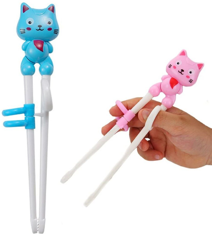 Vidhmahi Eating, Cooking, Training, Decorative Plastic Chinese Chopstick(Pink, Blue Pack of 2)