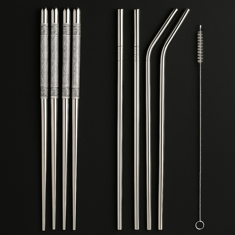 HICHAKI Chewing, Decorative, Training, Eating, Cooking Stainless Steel Chinese, Korean, Japanese, Vietnamese Chopstick(Steel Pack of 4)