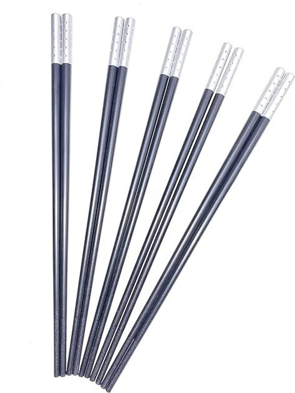 Bekner Eating Stainless Steel, Plastic Japanese Chopstick(Black Pack of 4)