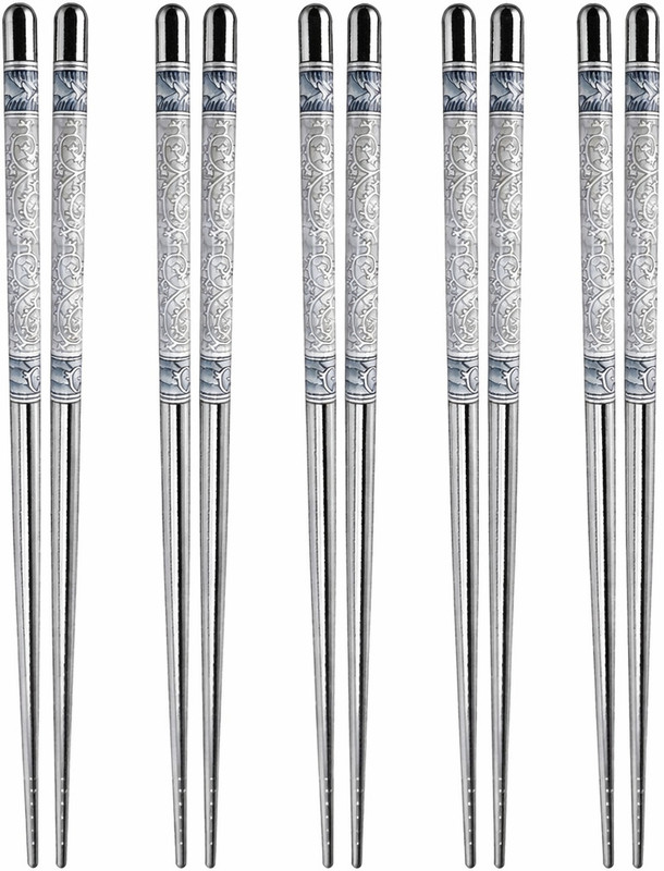 NURIOR Eating Stainless Steel Chinese, Japanese, Korean Chopstick(Steel Pack of 10)