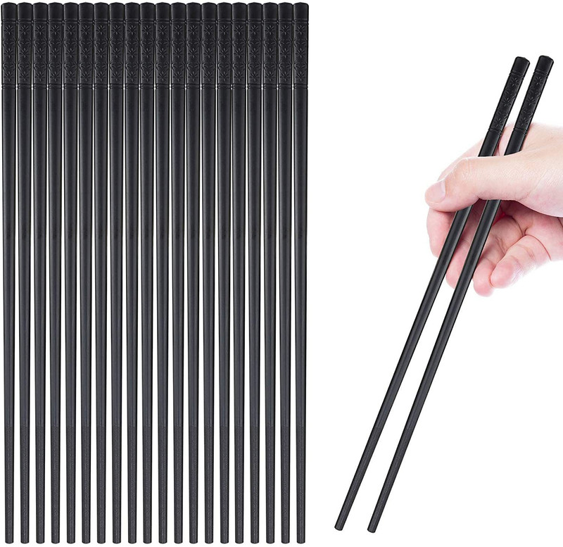 Zeinwap Eating Plastic Chinese Chopstick(Black Pack of 10)