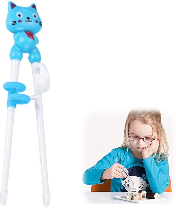 HANNEA Training Plastic Chinese Chopstick(Blue Pack of 2)