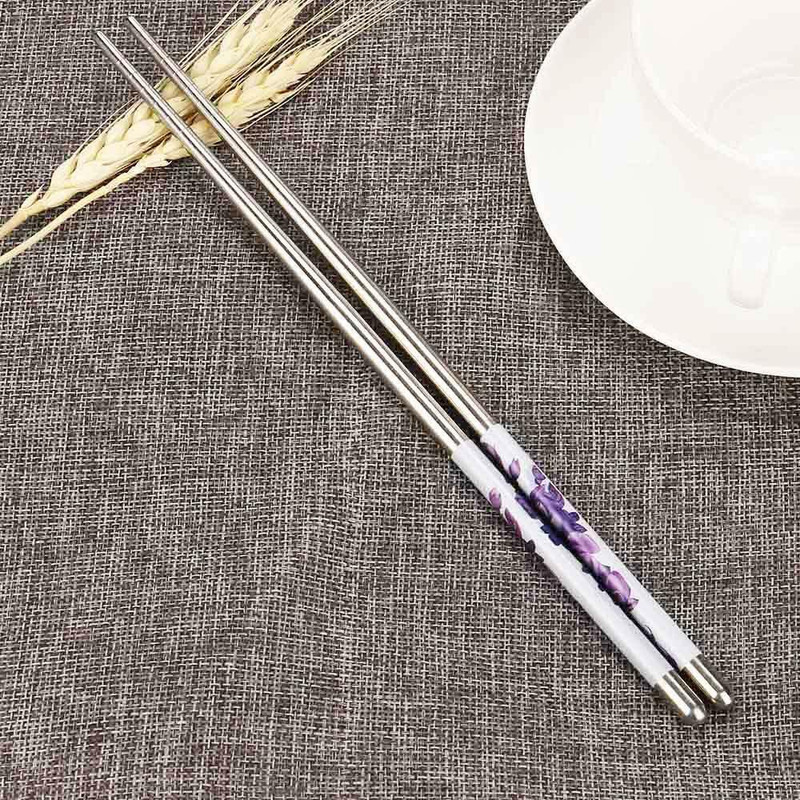 RackJ Eating Stainless Steel Japanese Chopstick(Purple Pack of 2)